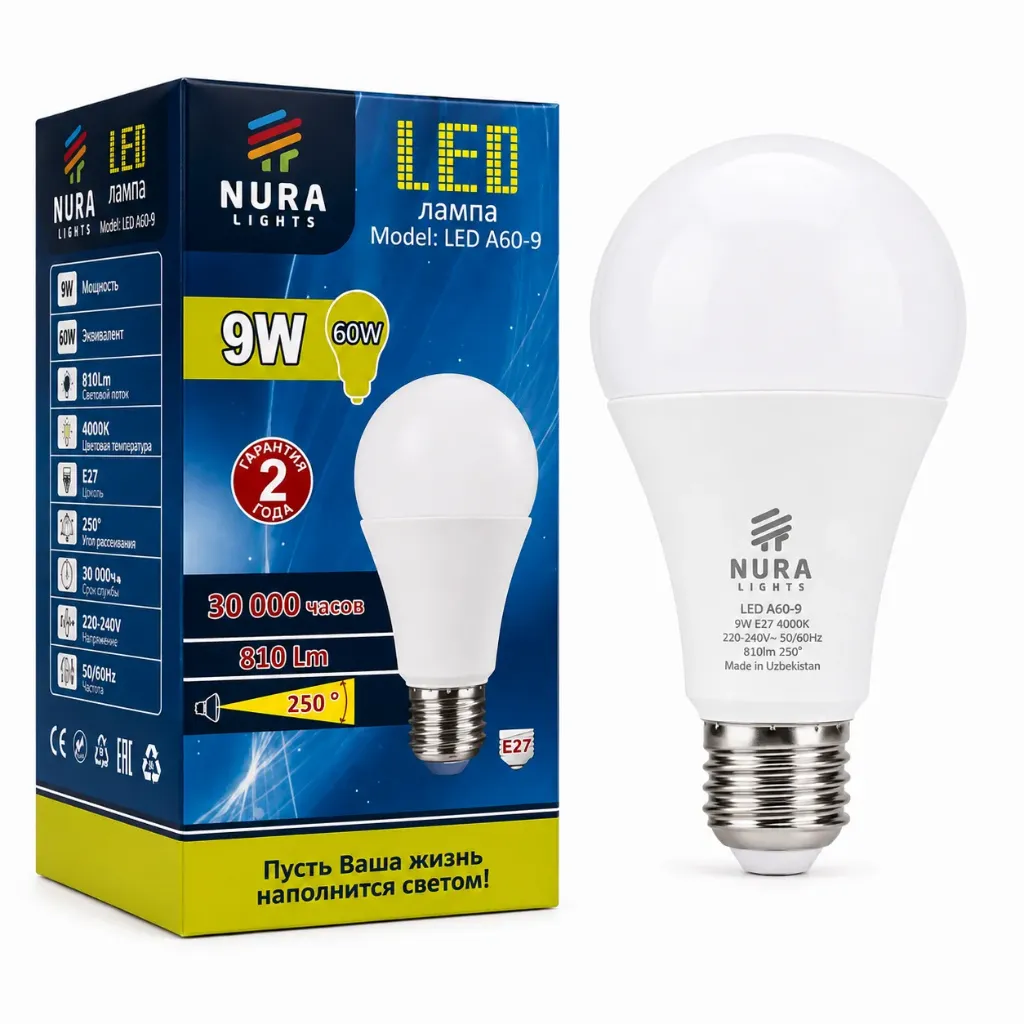 [NA6092740] Nura LED A60 9W E27 4000K лампа