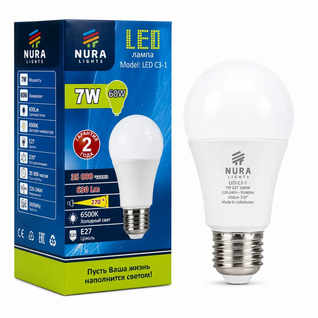 Nura LED C3-1 E27 6500K 7W лампа