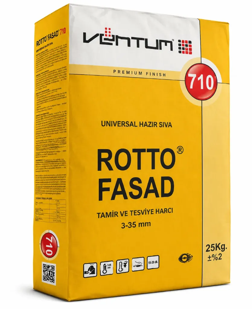 VENTUM 710  Универсальная штукатурка для внутренних и наружных работ ROTTO FASAD AVTOMAT 25 кг
