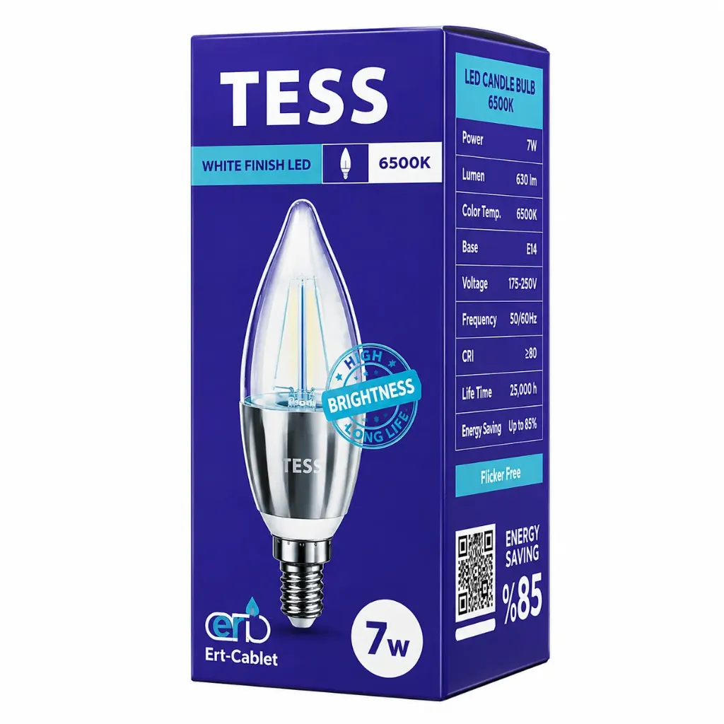 Лампа светодиодная T-CB 9 Вт "TESS" E14 6500K SILVER