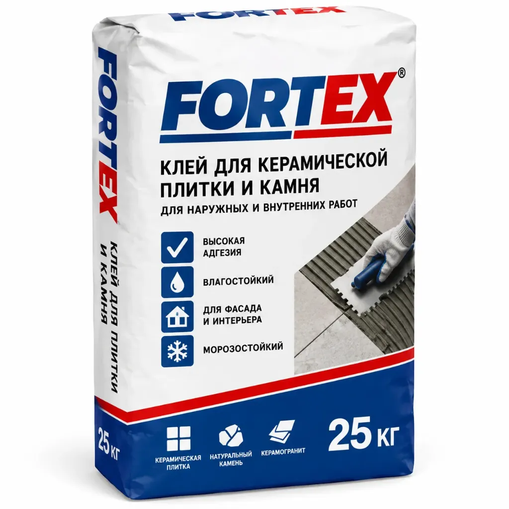 (FORTEX) Клей для керамических изд. и т.п. плиток  (упак.25кг)