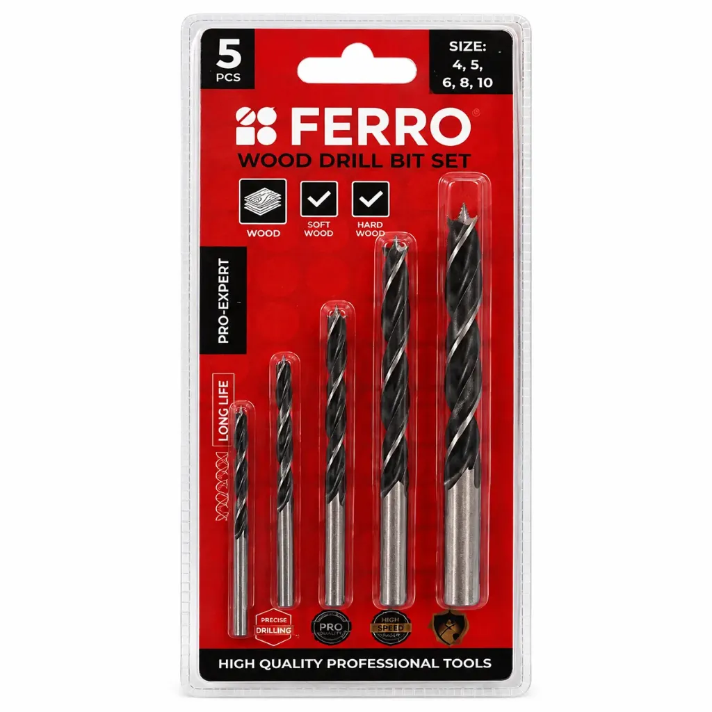 FERRO набор сверл по дереву 5pcs